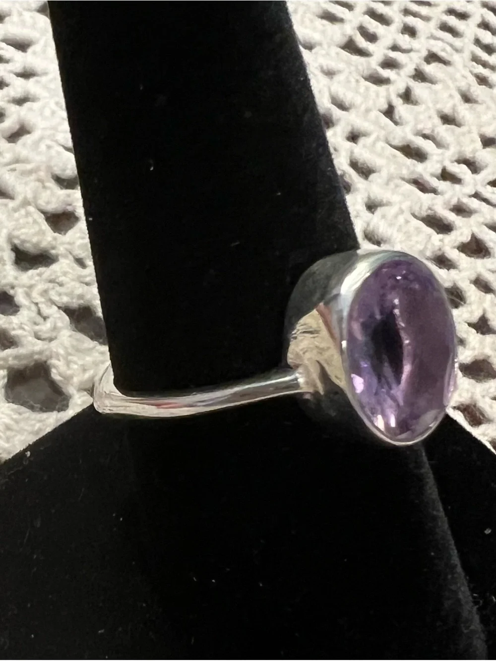 Amethyst 925 Sterling Silver Oval Faceted Bezel Set Ring Hexagonal Band 8 #663